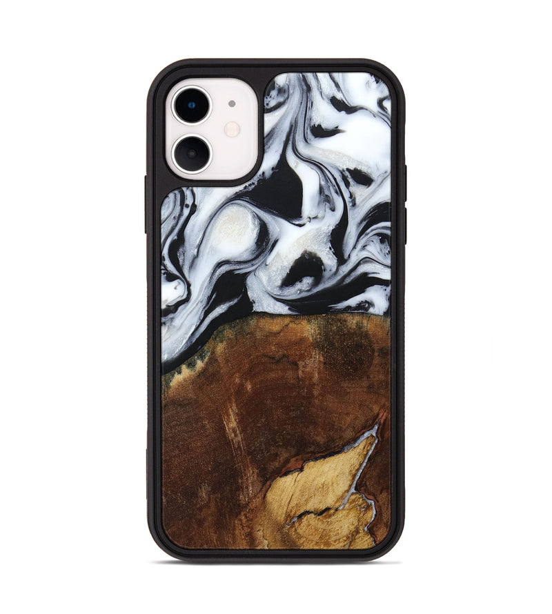 iPhone 11 Wood+Resin Phone Case - Laverne (Black & White, 664695)