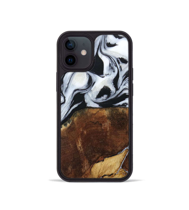iPhone 12 mini Wood+Resin Phone Case - Laverne (Black & White, 664695)