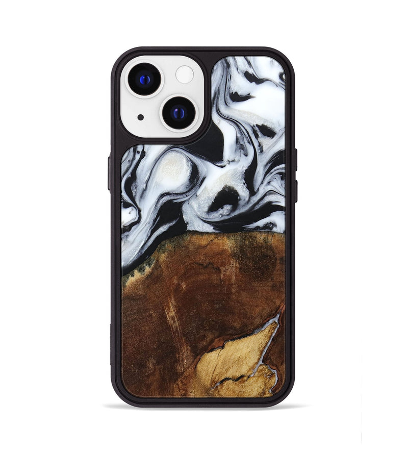 iPhone 13 Wood+Resin Phone Case - Laverne (Black & White, 664695)
