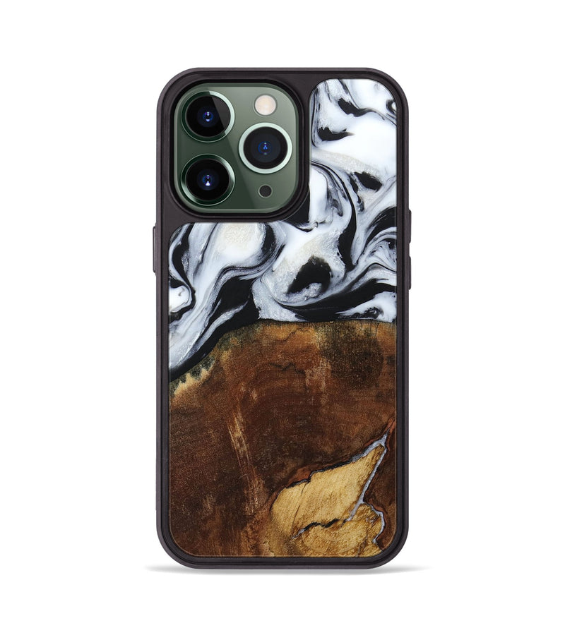 iPhone 13 Pro Wood+Resin Phone Case - Laverne (Black & White, 664695)