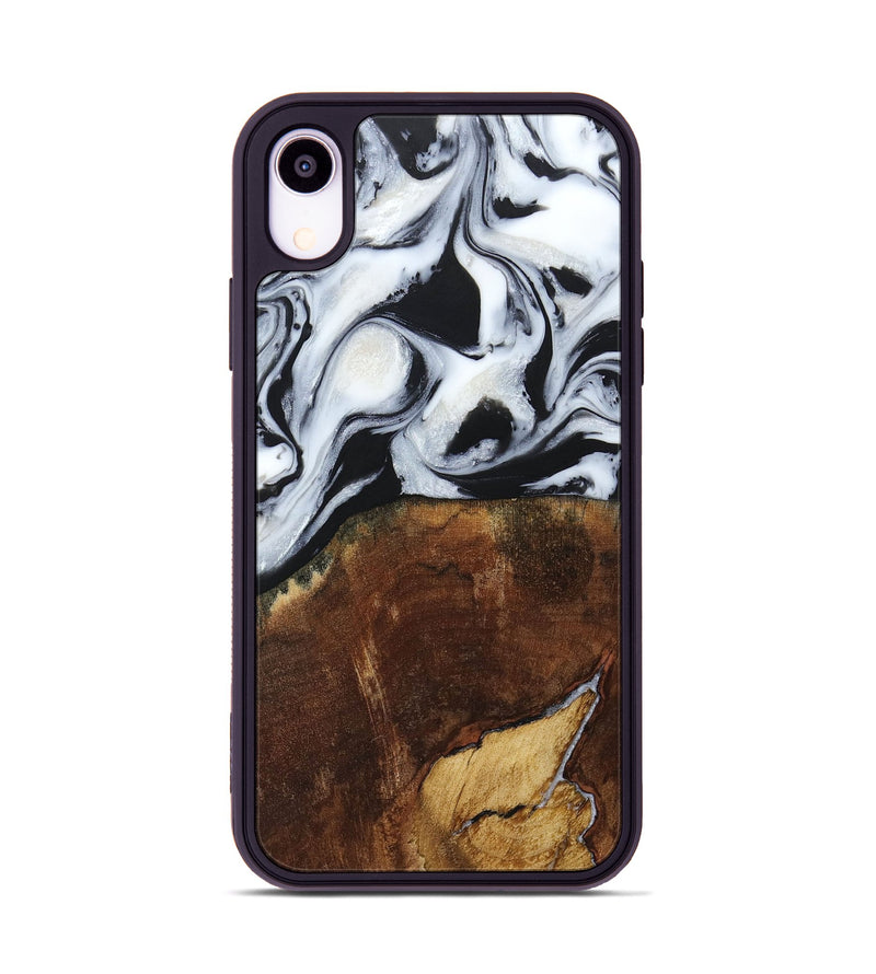 iPhone Xr Wood+Resin Phone Case - Laverne (Black & White, 664695)