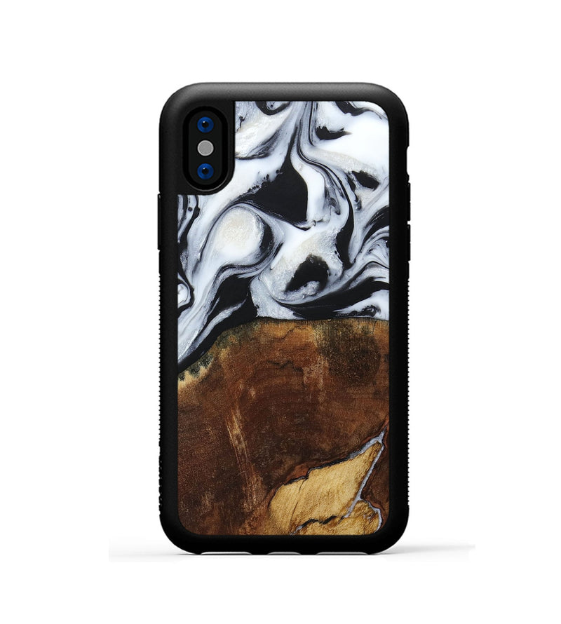 iPhone Xs Wood+Resin Phone Case - Laverne (Black & White, 664695)