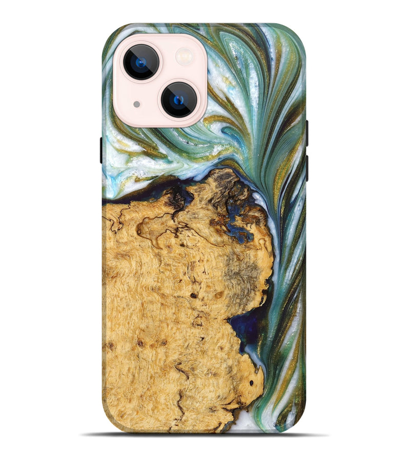 iPhone 14 Plus Wood+Resin Live Edge Phone Case - Hector (Blue, 665137)