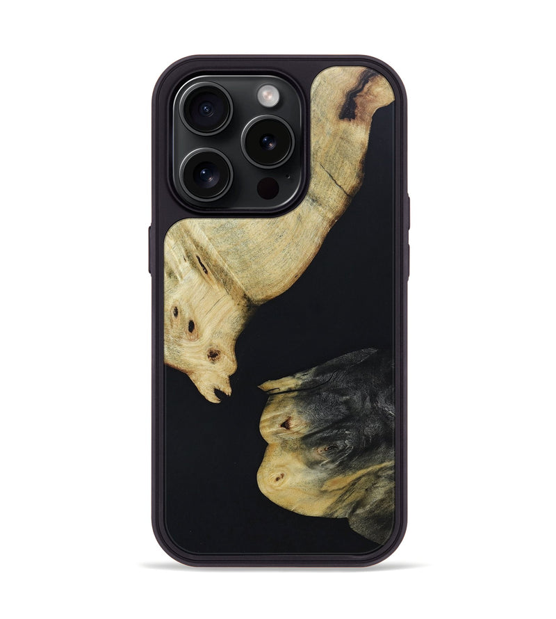 iPhone 15 Pro Wood+Resin Phone Case - Monica (Pure Black, 665237)
