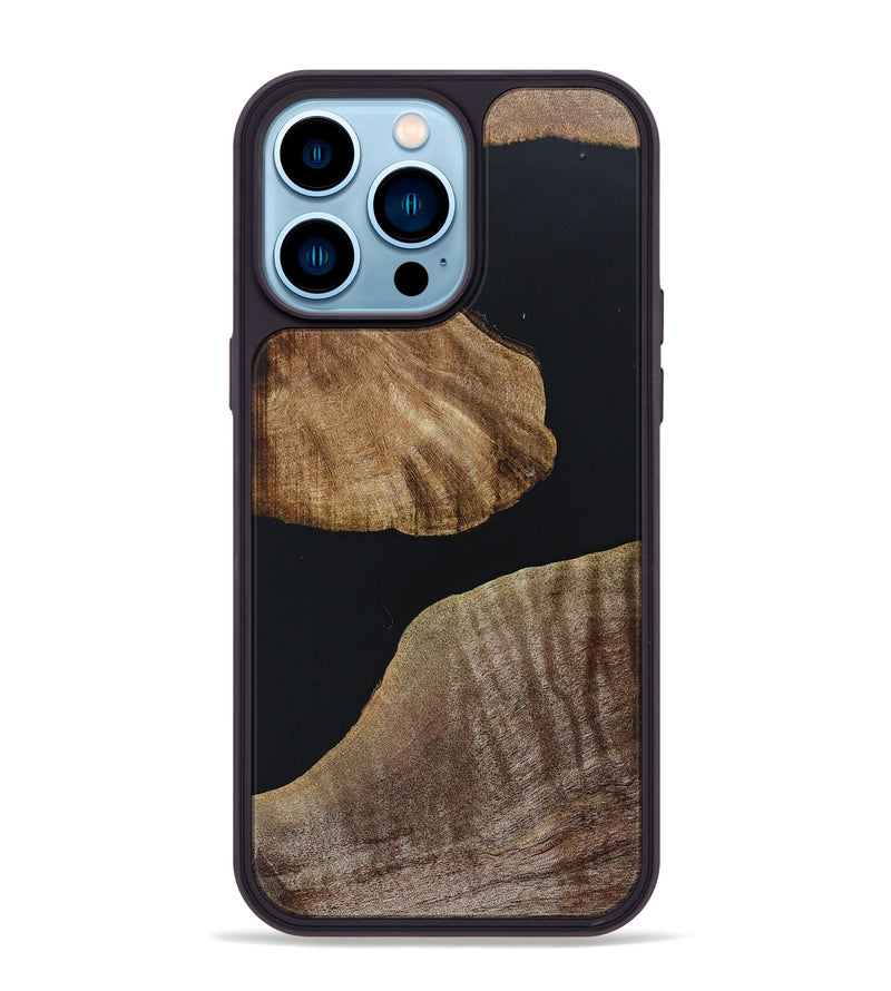 iPhone 14 Pro Max Wood+Resin Phone Case - Patrice (Pure Black, 665242)
