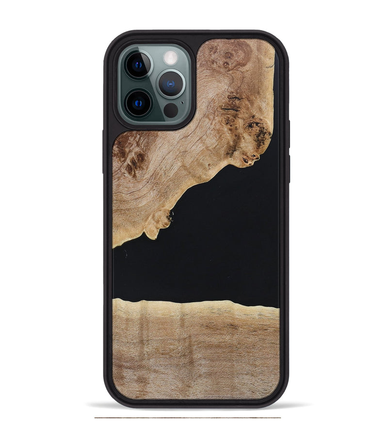 iPhone 12 Pro Max Wood+Resin Phone Case - Natalia (Pure Black, 665243)