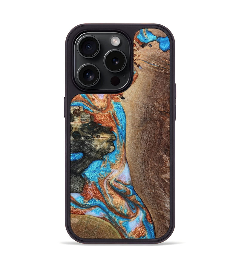 iPhone 15 Pro Wood+Resin Phone Case - Ginger (Watercolor, 665314)