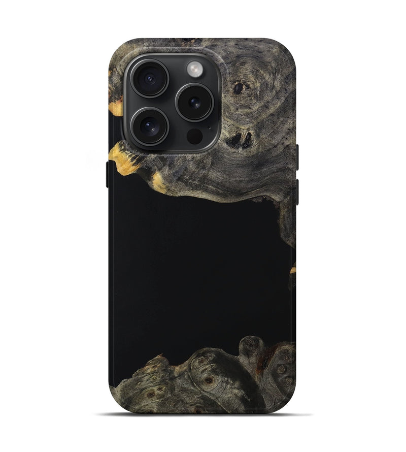 iPhone 15 Pro Wood+Resin Live Edge Phone Case - Brandi (Pure Black, 665426)