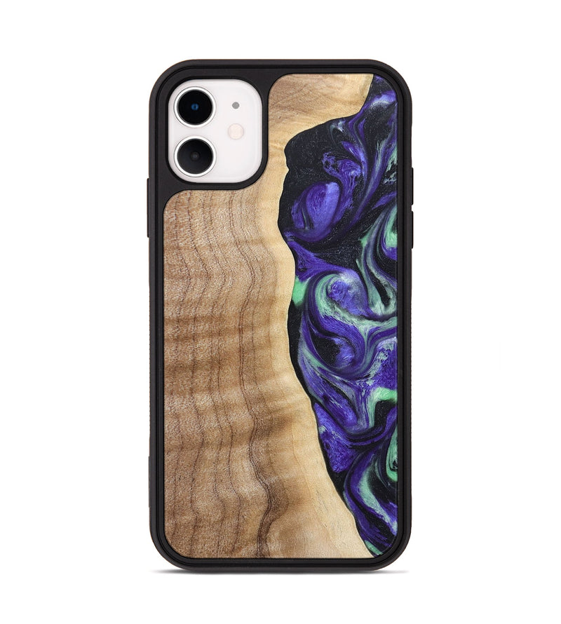 iPhone 11 Wood+Resin Phone Case - Charity (Purple, 665469)