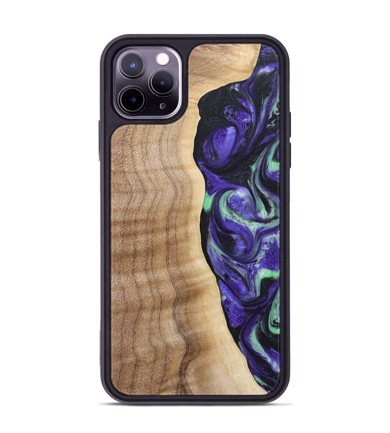 iPhone 11 Pro Max Wood+Resin Phone Case - Charity (Purple, 665469)