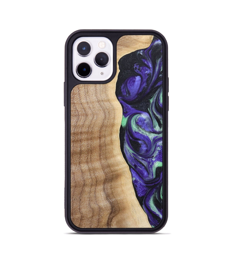 iPhone 11 Pro Wood+Resin Phone Case - Charity (Purple, 665469)