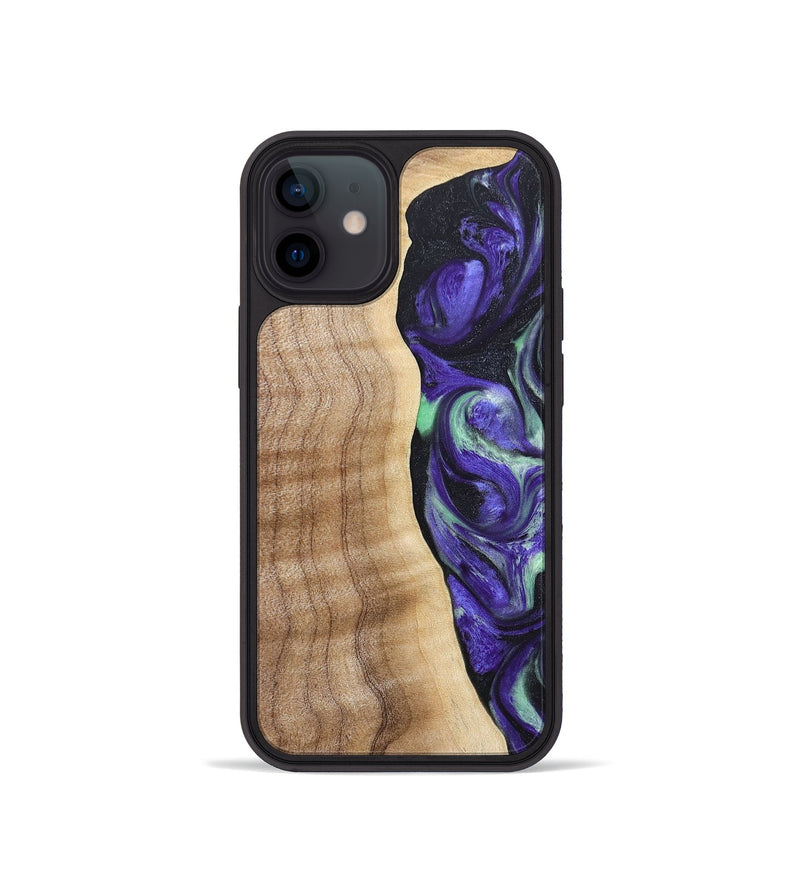 iPhone 12 mini Wood+Resin Phone Case - Charity (Purple, 665469)