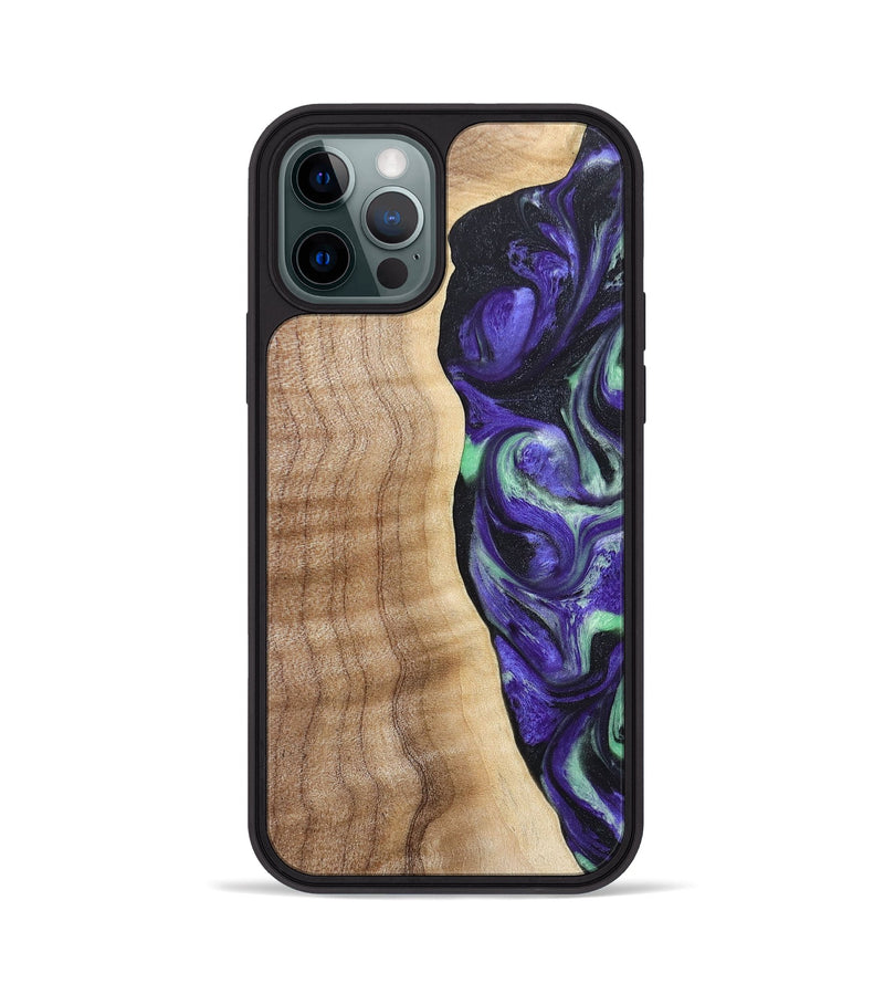 iPhone 12 Pro Wood+Resin Phone Case - Charity (Purple, 665469)