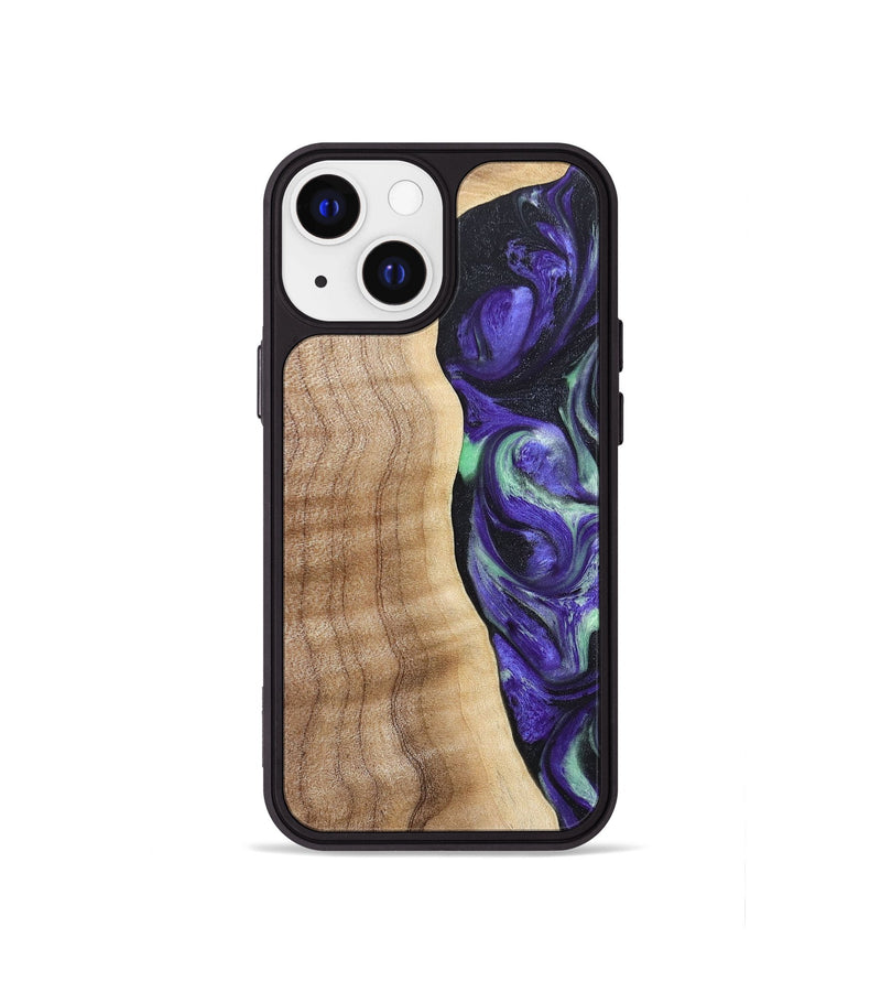 iPhone 13 mini Wood+Resin Phone Case - Charity (Purple, 665469)