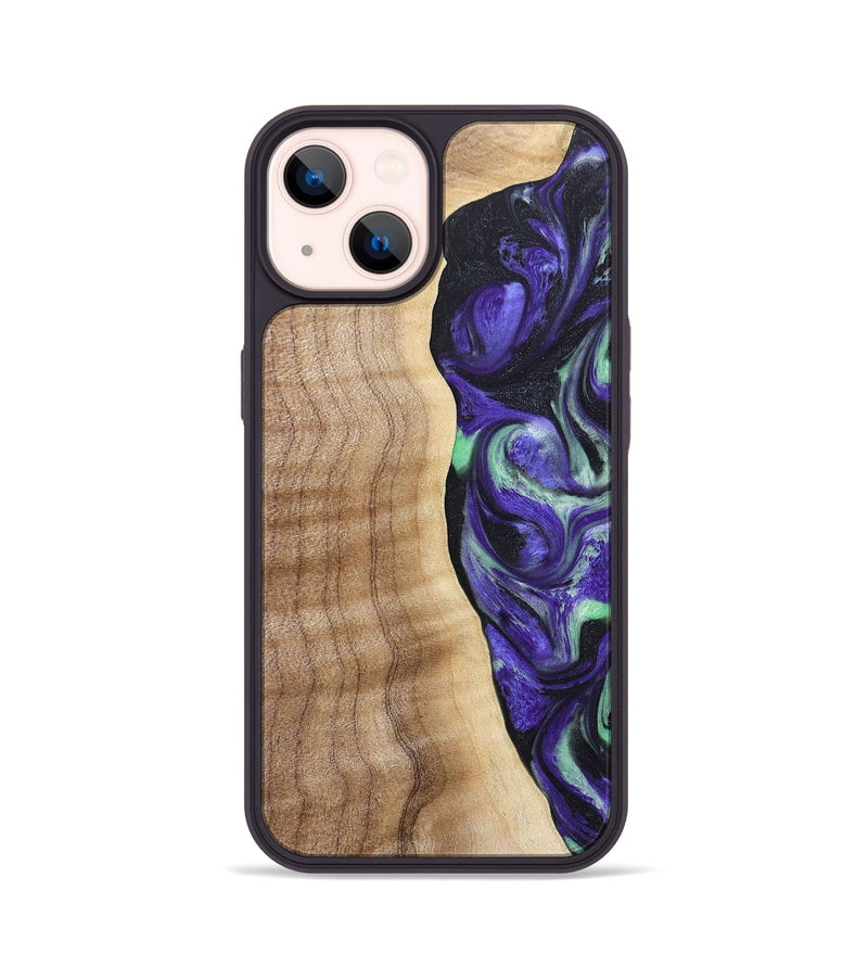 iPhone 14 Wood+Resin Phone Case - Charity (Purple, 665469)