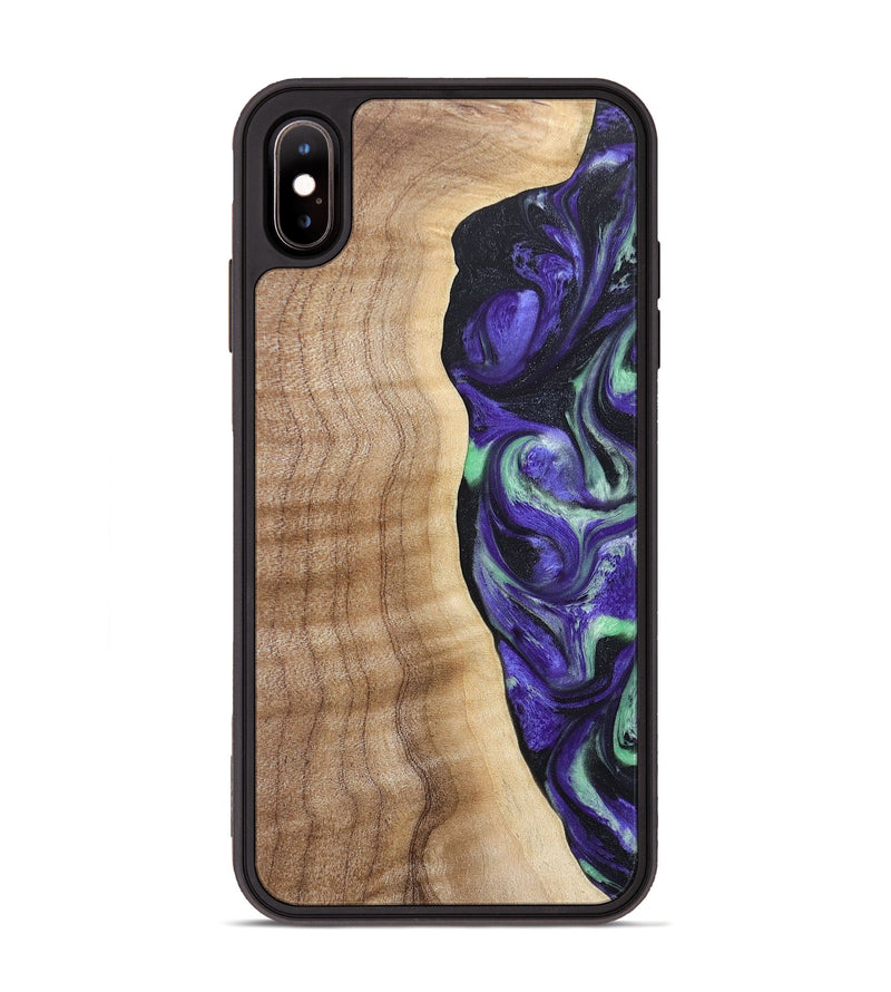 iPhone Xs Max Wood+Resin Phone Case - Charity (Purple, 665469)