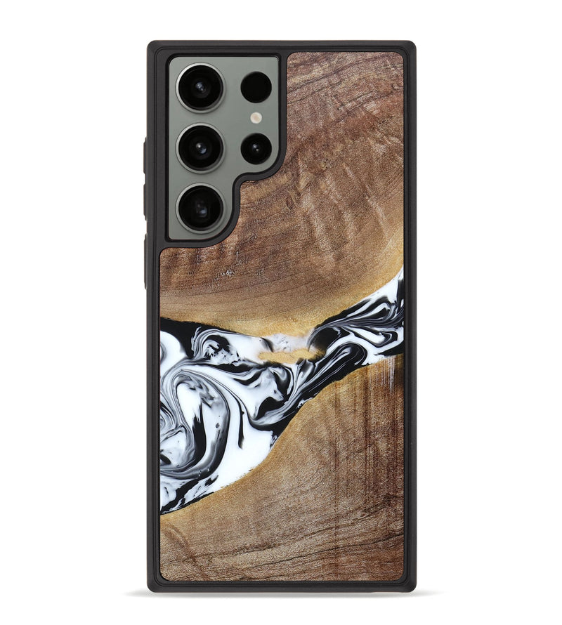Galaxy S23 Ultra Wood+Resin Phone Case - Melody (Black & White, 665809)