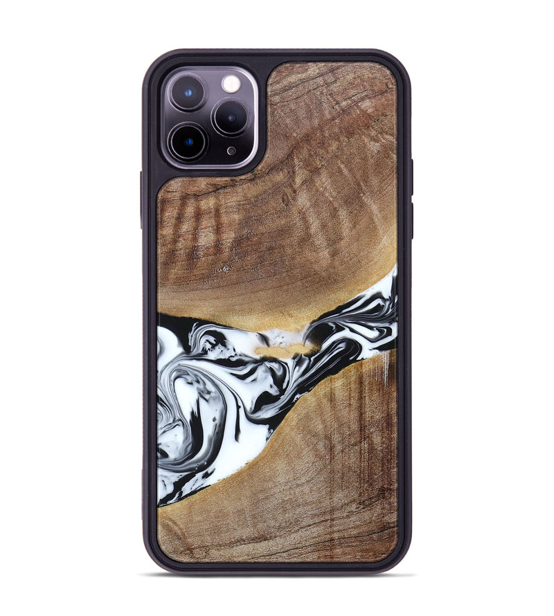 iPhone 11 Pro Max Wood+Resin Phone Case - Melody (Black & White, 665809)