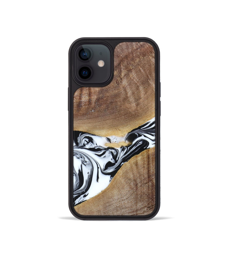 iPhone 12 mini Wood+Resin Phone Case - Melody (Black & White, 665809)