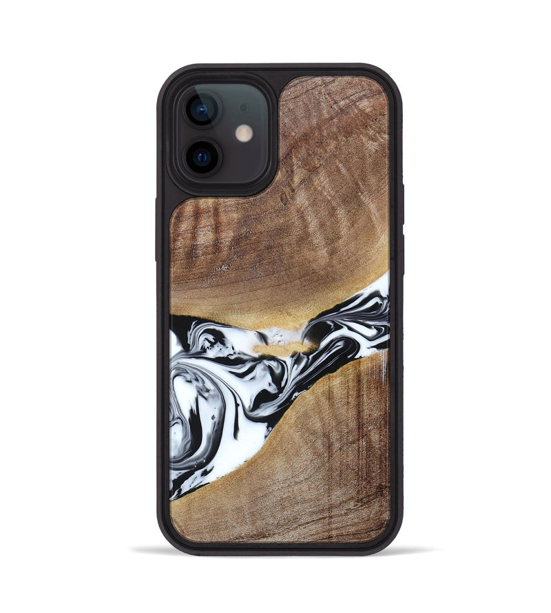 iPhone 12 Wood+Resin Phone Case - Melody (Black & White, 665809)