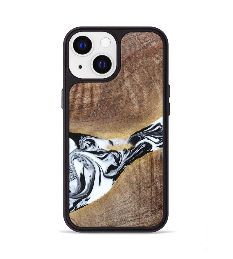 iPhone 13 Wood+Resin Phone Case - Melody (Black & White, 665809)