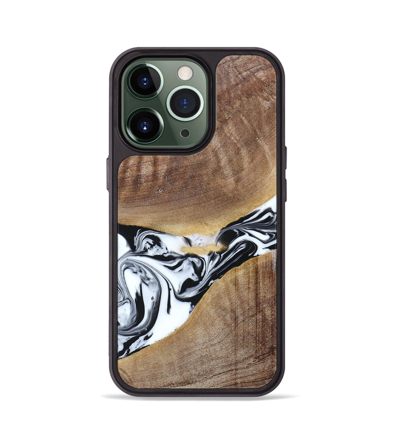 iPhone 13 Pro Wood+Resin Phone Case - Melody (Black & White, 665809)