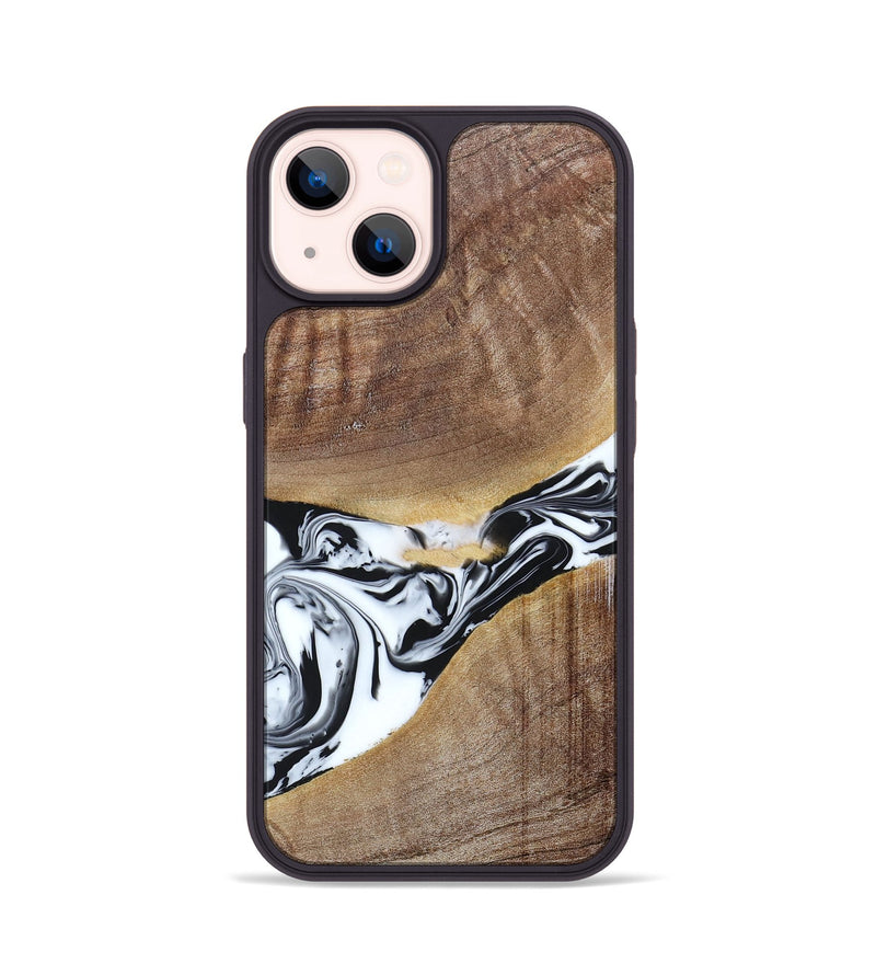 iPhone 14 Wood+Resin Phone Case - Melody (Black & White, 665809)