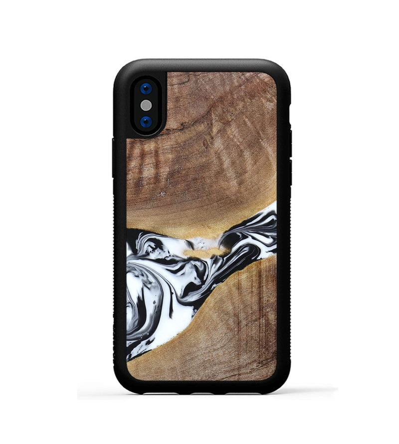 iPhone Xs Wood+Resin Phone Case - Melody (Black & White, 665809)