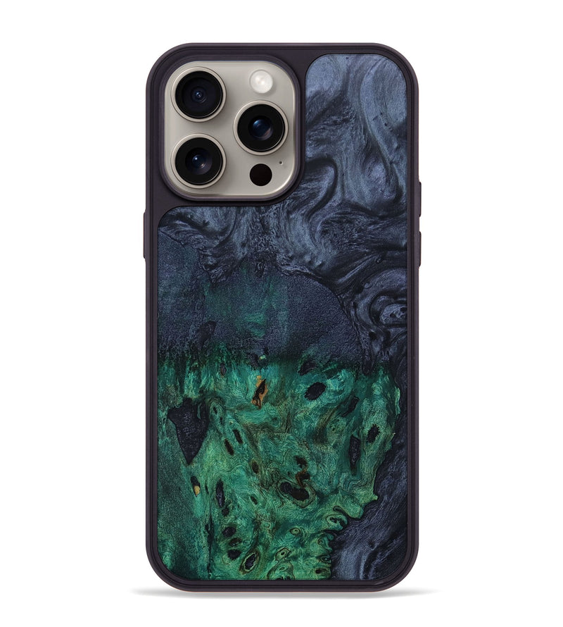 iPhone 15 Pro Max Wood+Resin Phone Case - Ada (Pure Black, 665821)