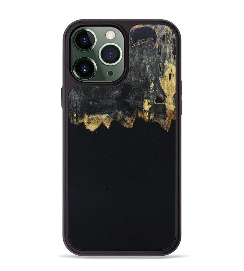 iPhone 13 Pro Max Wood+Resin Phone Case - Lizbeth (Pure Black, 665823)