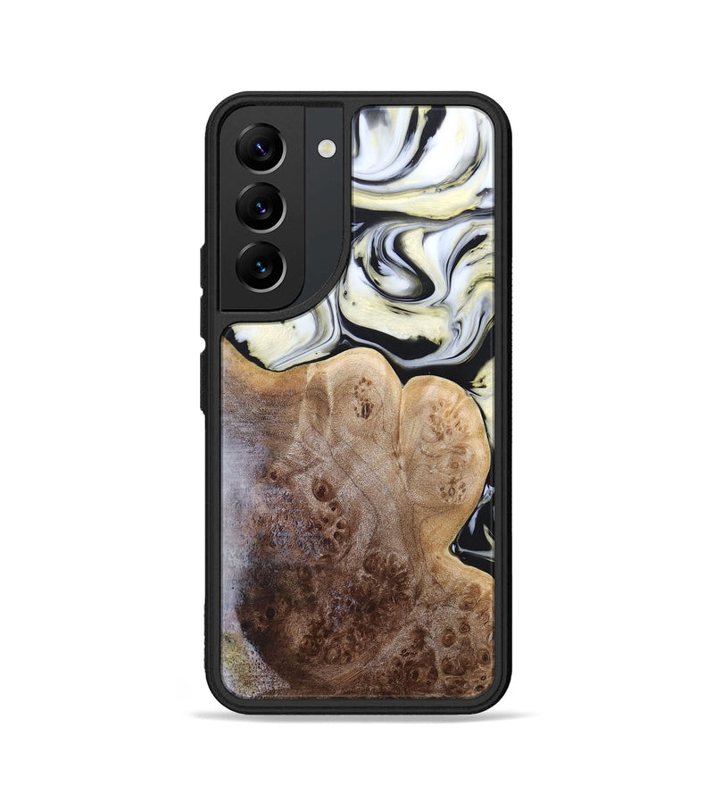Galaxy S22 Wood+Resin Phone Case - Melba (Black & White, 665866)