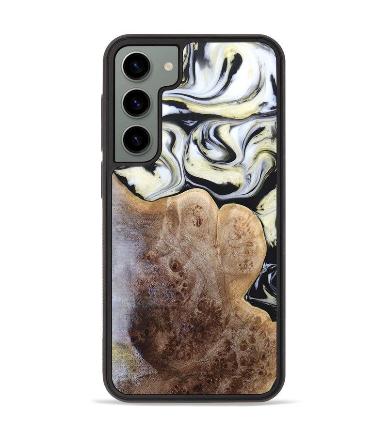 Galaxy S23 Plus Wood+Resin Phone Case - Melba (Black & White, 665866)