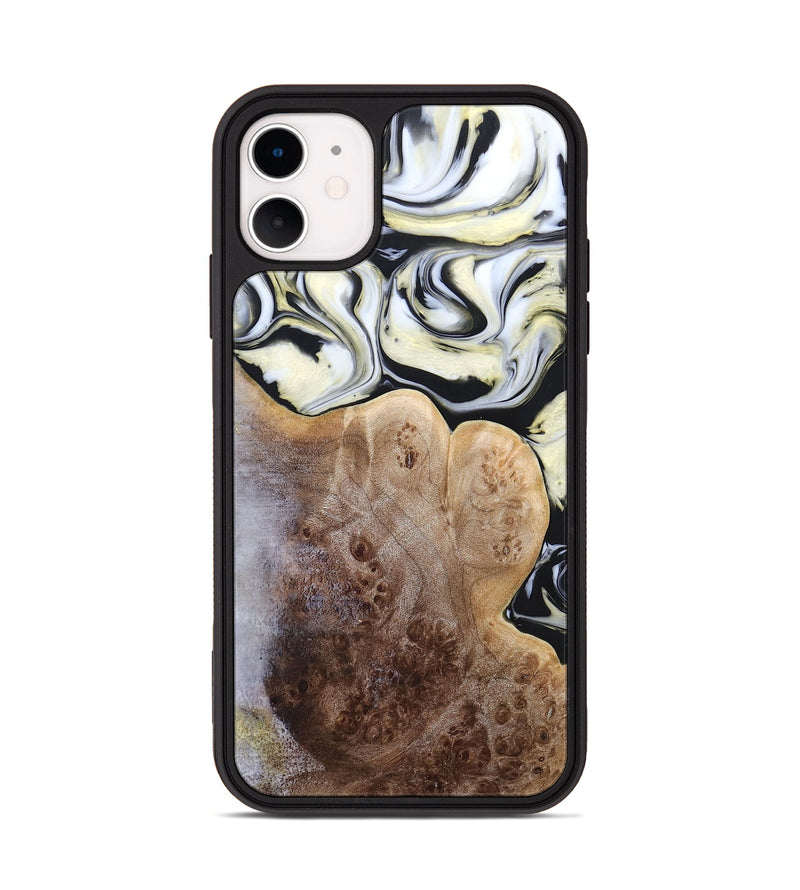 iPhone 11 Wood+Resin Phone Case - Melba (Black & White, 665866)