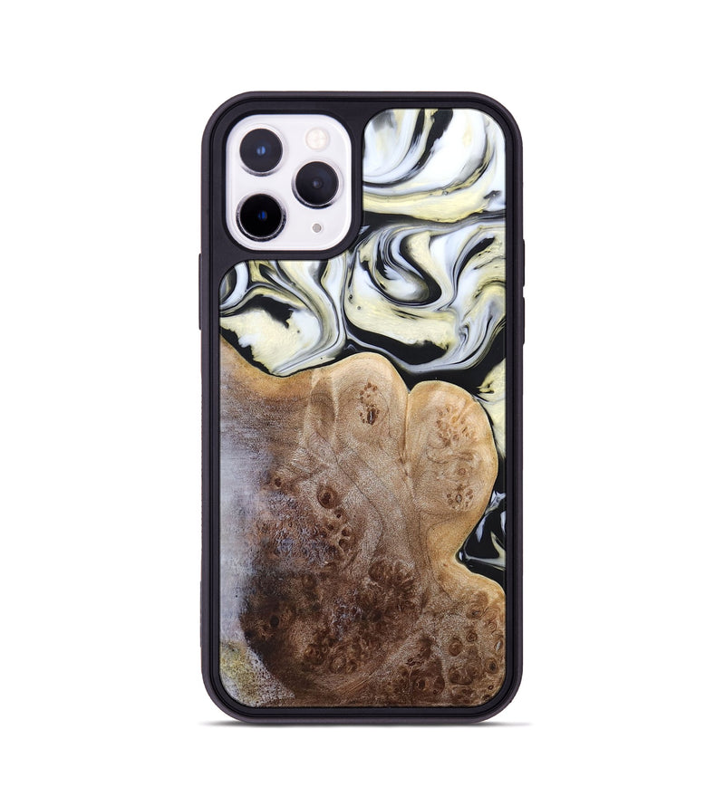 iPhone 11 Pro Wood+Resin Phone Case - Melba (Black & White, 665866)