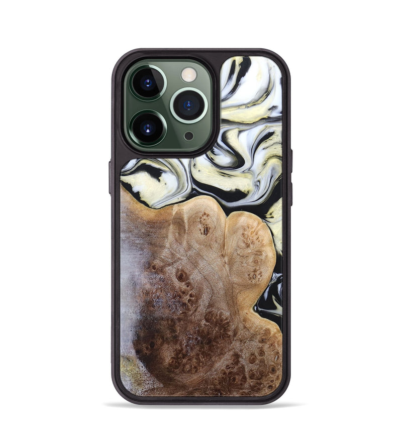 iPhone 13 Pro Wood+Resin Phone Case - Melba (Black & White, 665866)