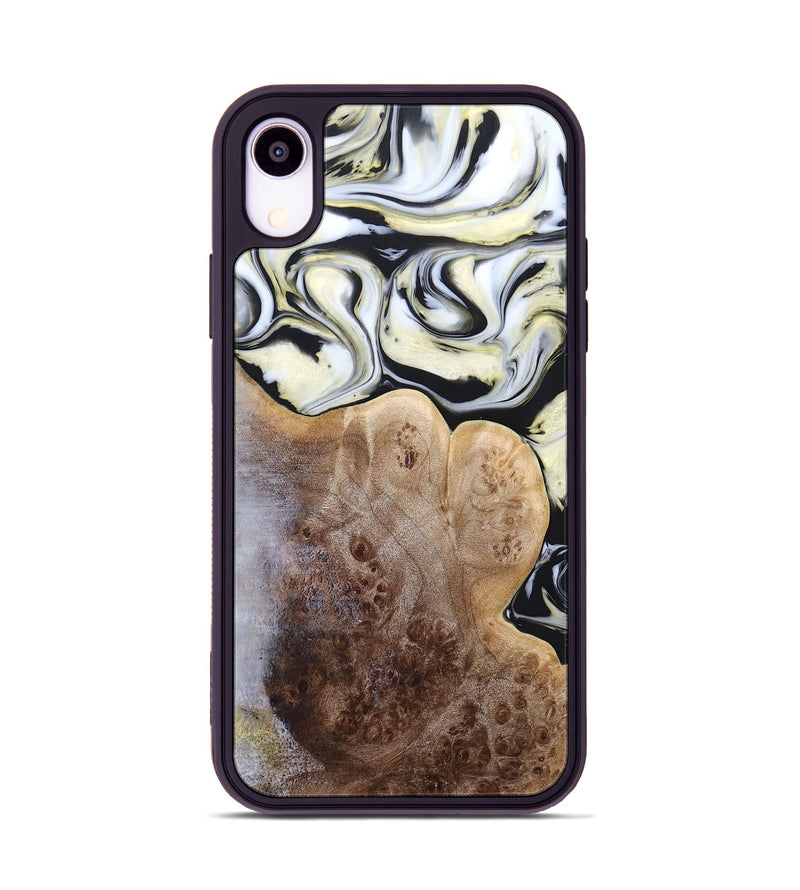 iPhone Xr Wood+Resin Phone Case - Melba (Black & White, 665866)