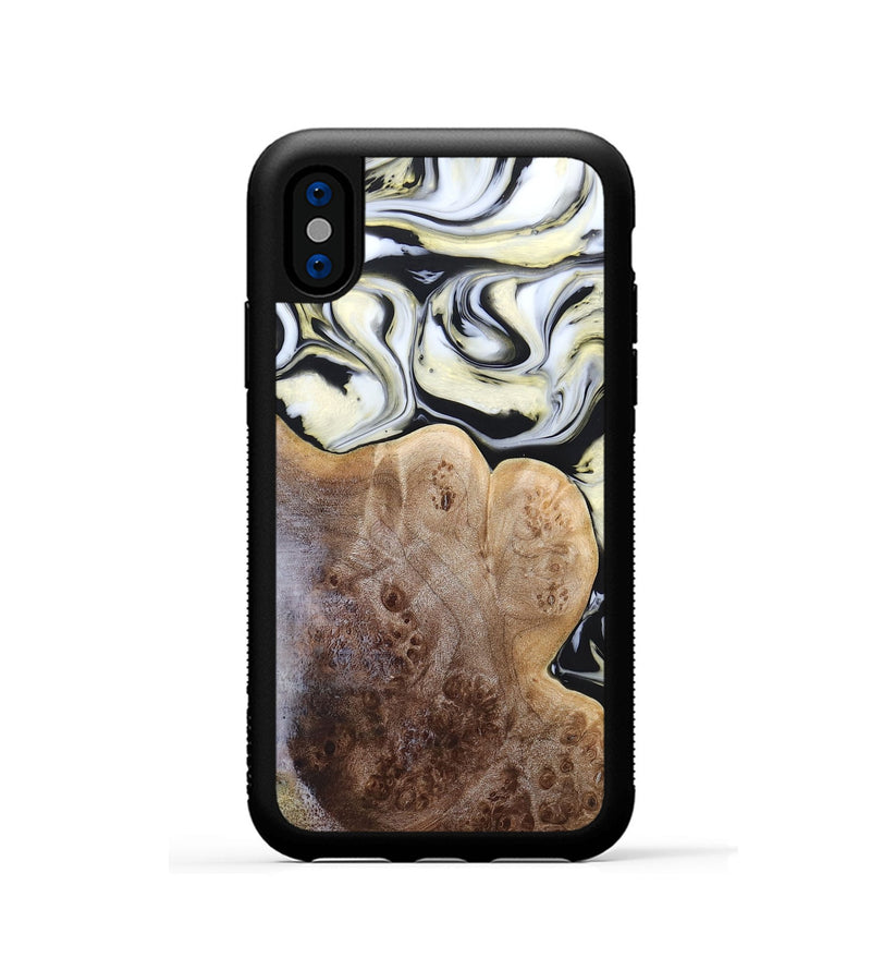 iPhone Xs Wood+Resin Phone Case - Melba (Black & White, 665866)