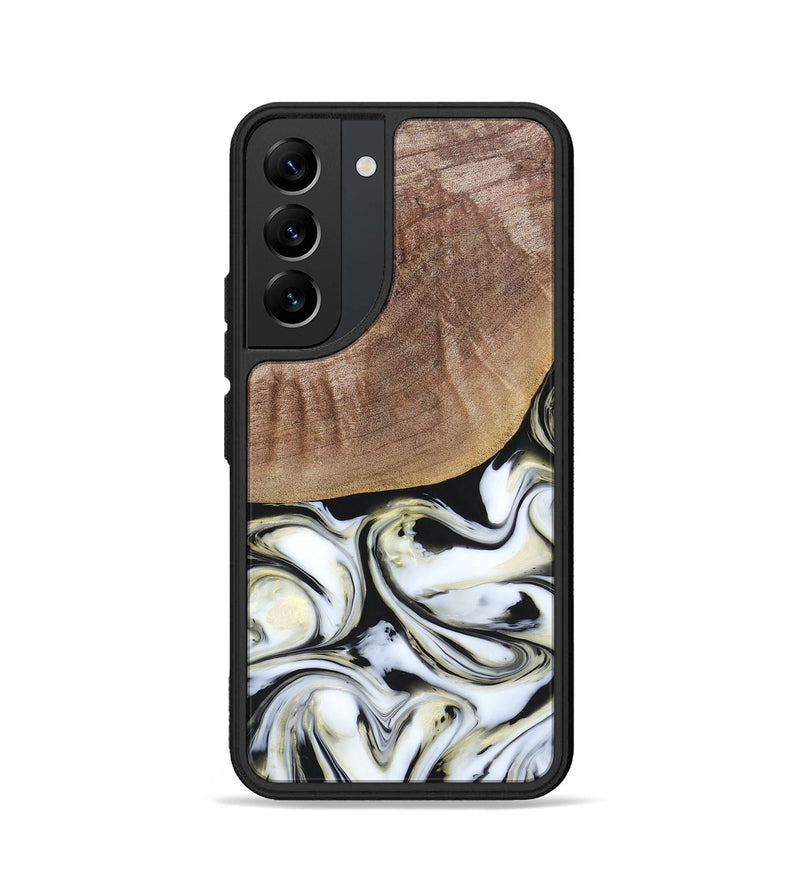 Galaxy S22 Wood+Resin Phone Case - Lisa (Black & White, 665869)
