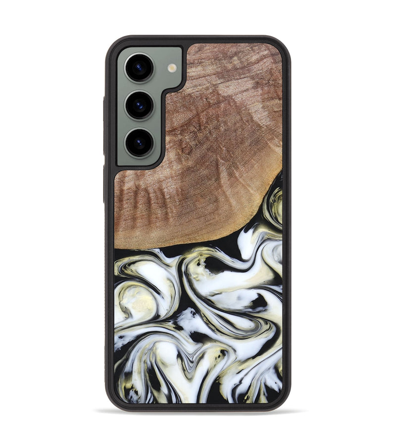 Galaxy S23 Plus Wood+Resin Phone Case - Lisa (Black & White, 665869)