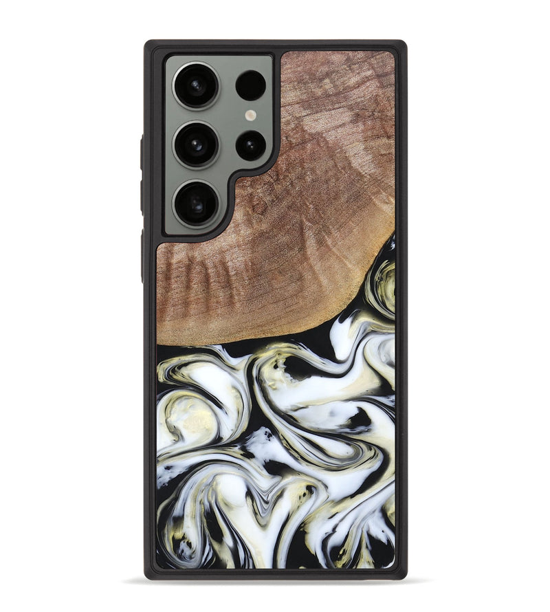 Galaxy S23 Ultra Wood+Resin Phone Case - Lisa (Black & White, 665869)