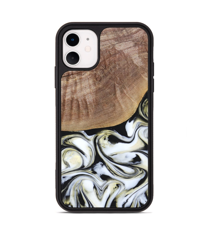 iPhone 11 Wood+Resin Phone Case - Lisa (Black & White, 665869)