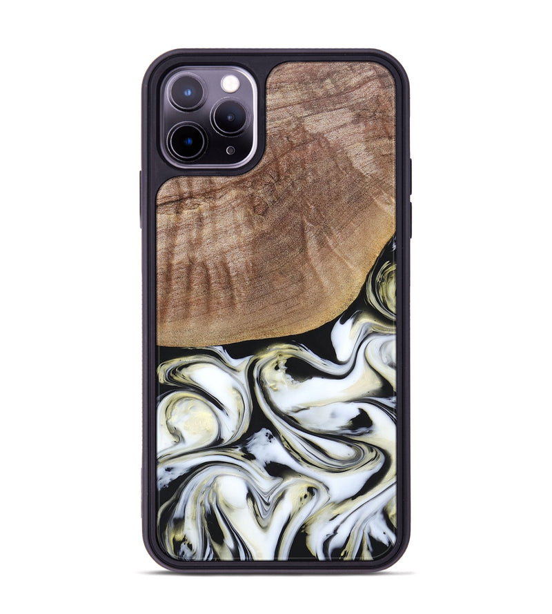 iPhone 11 Pro Max Wood+Resin Phone Case - Lisa (Black & White, 665869)