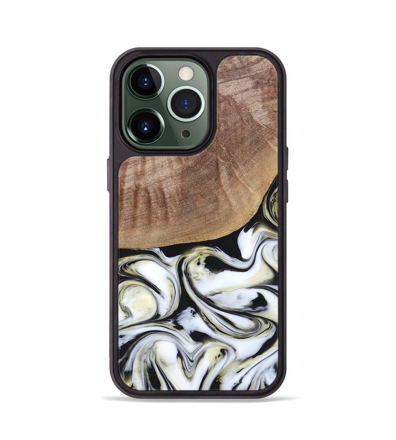 iPhone 13 Pro Wood+Resin Phone Case - Lisa (Black & White, 665869)