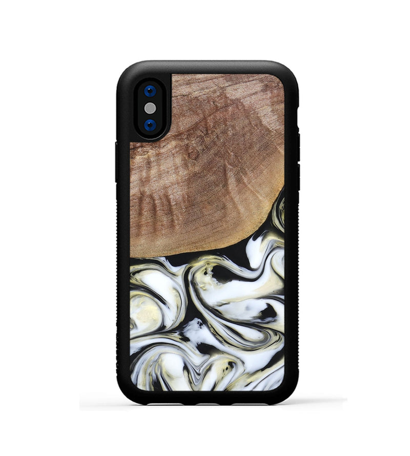 iPhone Xs Wood+Resin Phone Case - Lisa (Black & White, 665869)