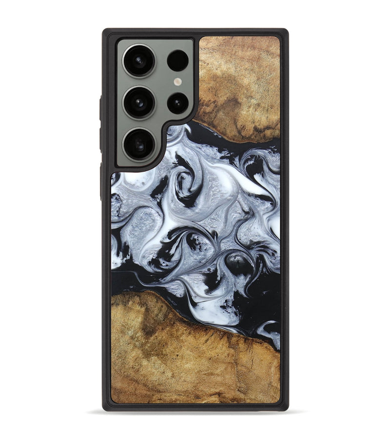Galaxy S23 Ultra Wood+Resin Phone Case - Jimmie (Black & White, 666117)