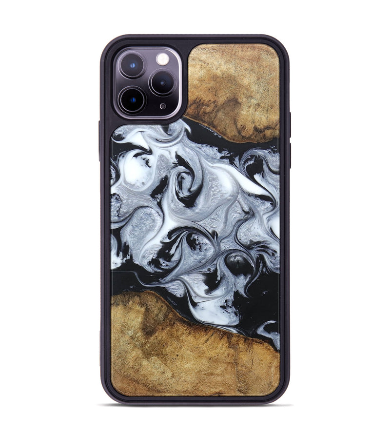 iPhone 11 Pro Max Wood+Resin Phone Case - Jimmie (Black & White, 666117)