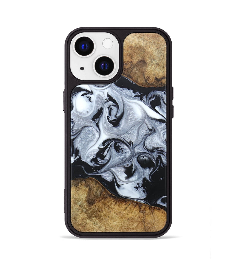 iPhone 13 Wood+Resin Phone Case - Jimmie (Black & White, 666117)