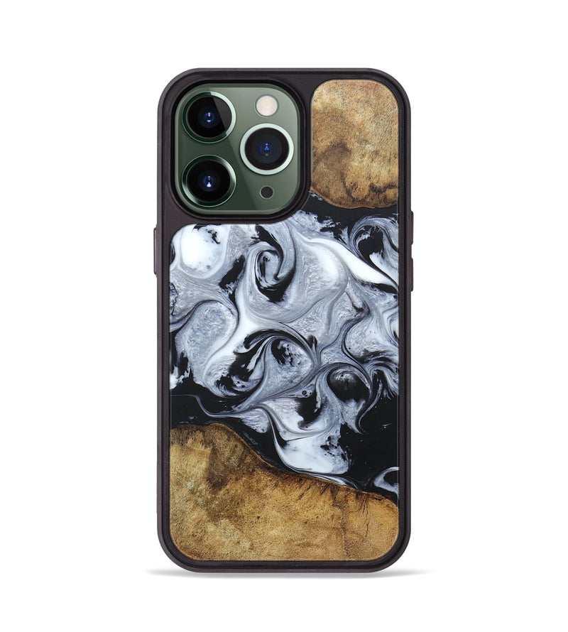 iPhone 13 Pro Wood+Resin Phone Case - Jimmie (Black & White, 666117)