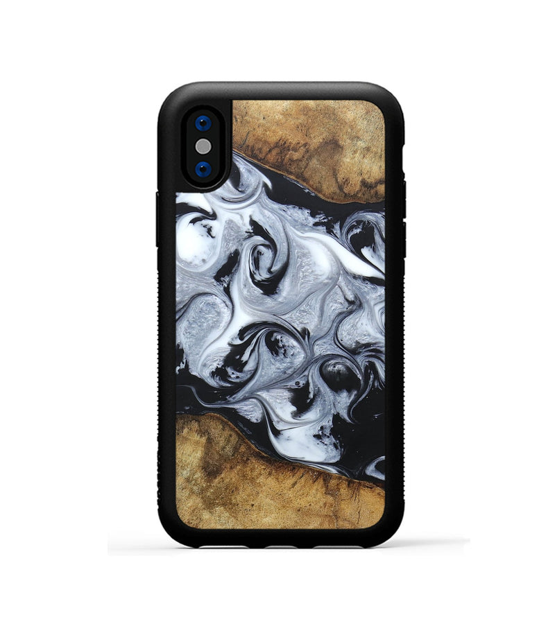 iPhone Xs Wood+Resin Phone Case - Jimmie (Black & White, 666117)