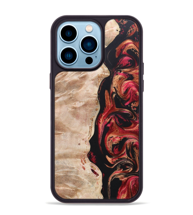 iPhone 14 Pro Max Wood+Resin Phone Case - Oscar (Red, 666353)